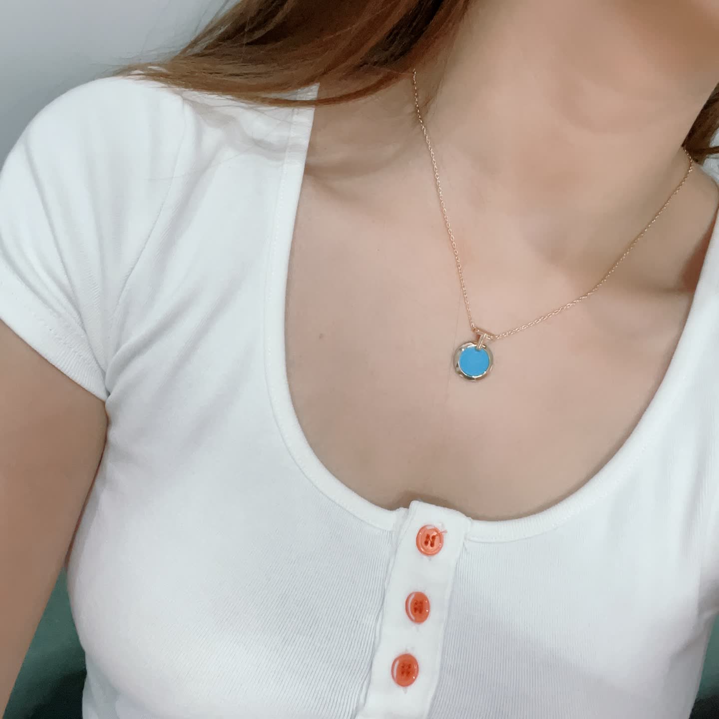 Tiffany & Co. Blue Enamel Circle Pendant Necklace